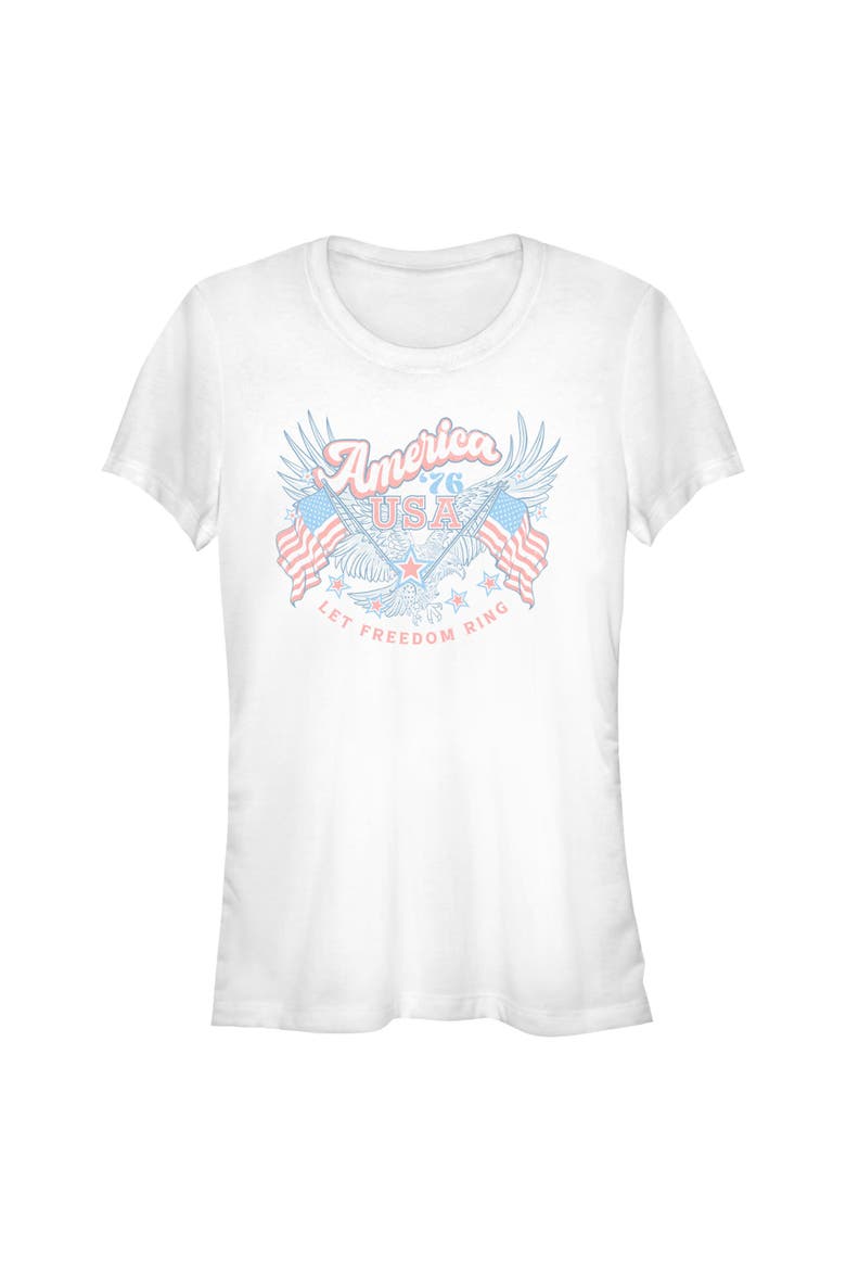 Juniors Lost Gods America 76 Let Freedom Ring T Shirt, Main, color, White