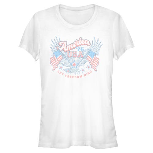 Lost Gods Juniors  America 76 Let Freedom Ring T Shirt In White