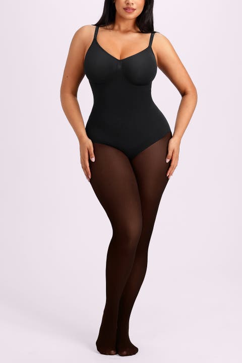 Sheer-Look Fleece-Lined Thermal Full Body Shaping Tights