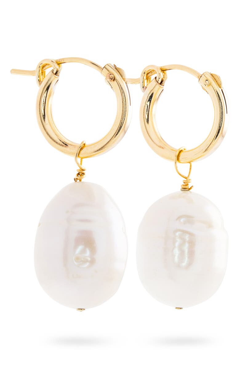 STONE AND STRAND Freshwater Pearl Huggie Hoop Earrings, Alternate, color,