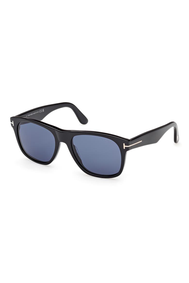 Marlon 55mm Square Sunglasses, Alternate, color, SHINY BLACK/ BLUE LENSES