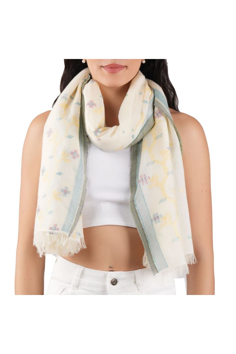 Florette Woven Cotton Scarf, Main, color, Ecru