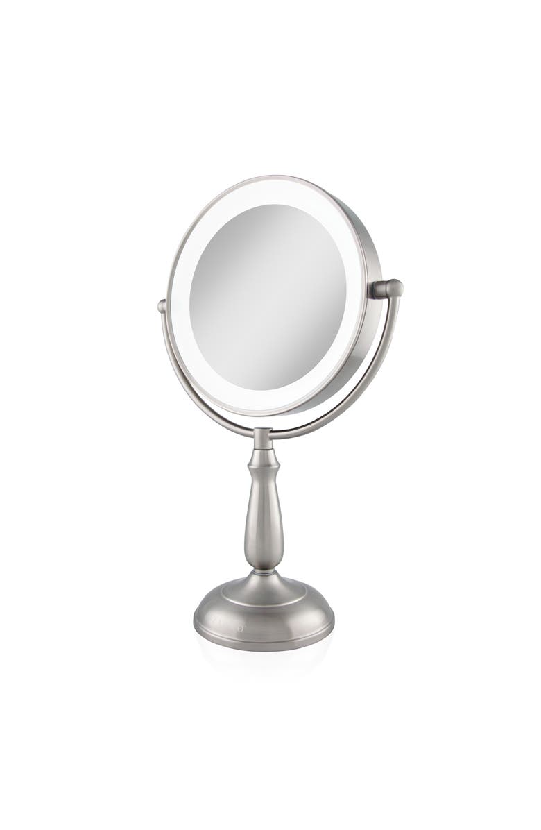 Zadro Lighted Makeup Mirror with 12X/1X Magnification & Touch Base Controls, Alternate, color, Satin Nickel