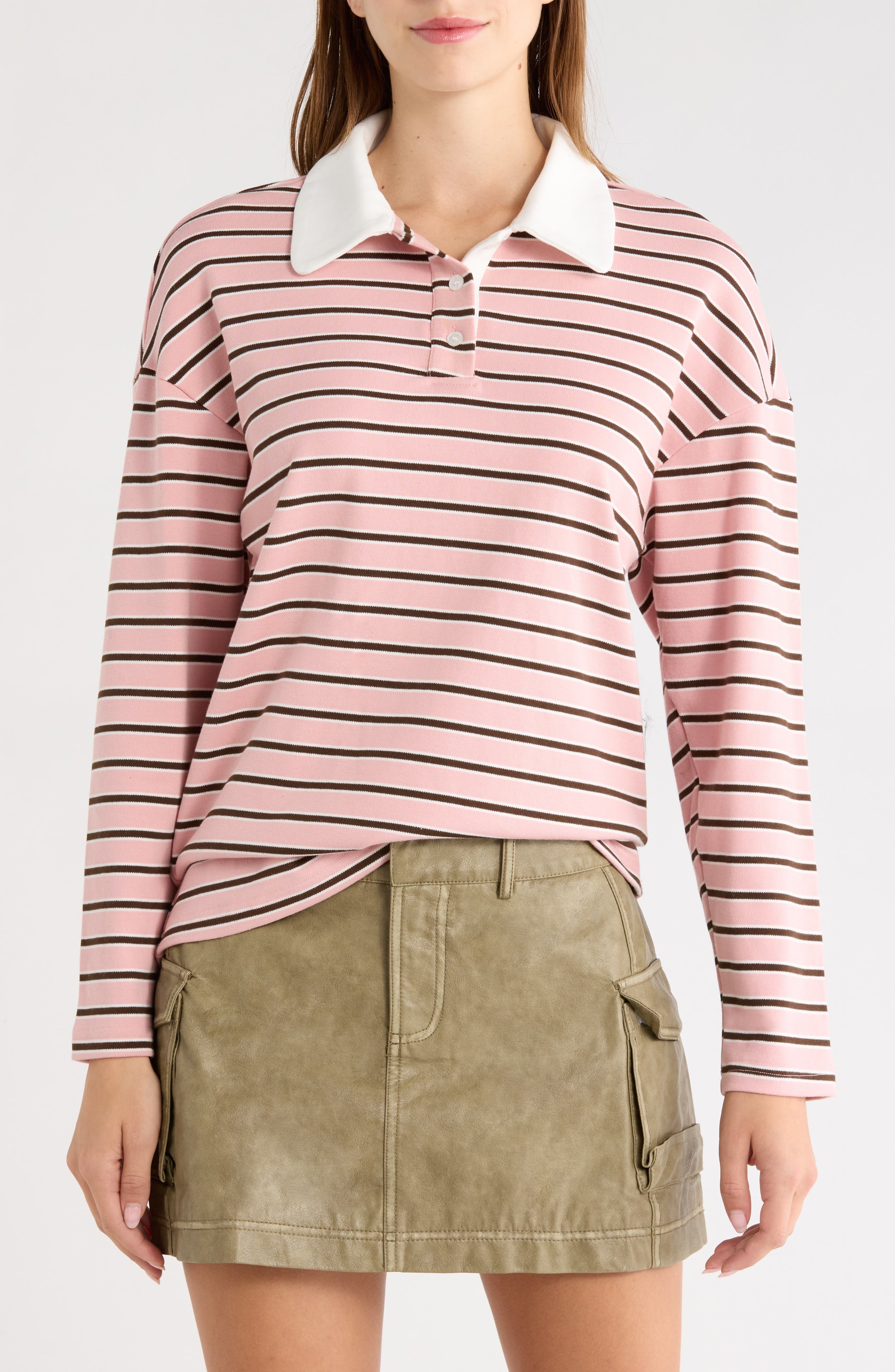 High Regard Striped Collared Jersey Sweater