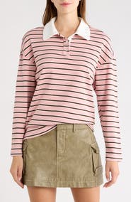 Princess Polly High Regard Striped Collared Jersey Sweater