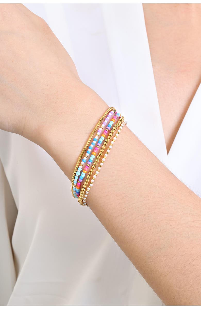 Mint & Lily Summer Beaded Stacking Set Bracelet, Alternate, color, 18K Gold Plated