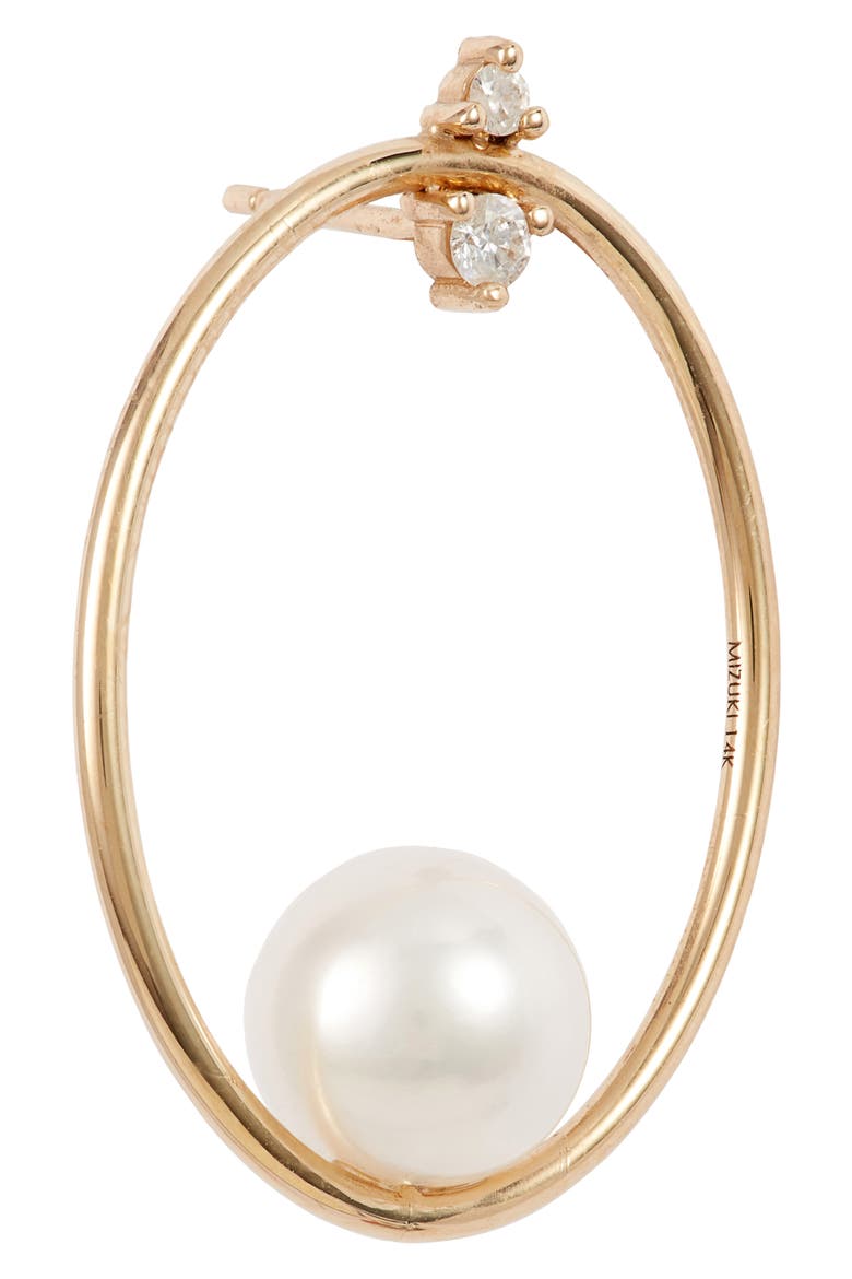 Small Oval Frontal Hoop Earrings, Alternate, color, YELLOW GOLD / DIAMOND