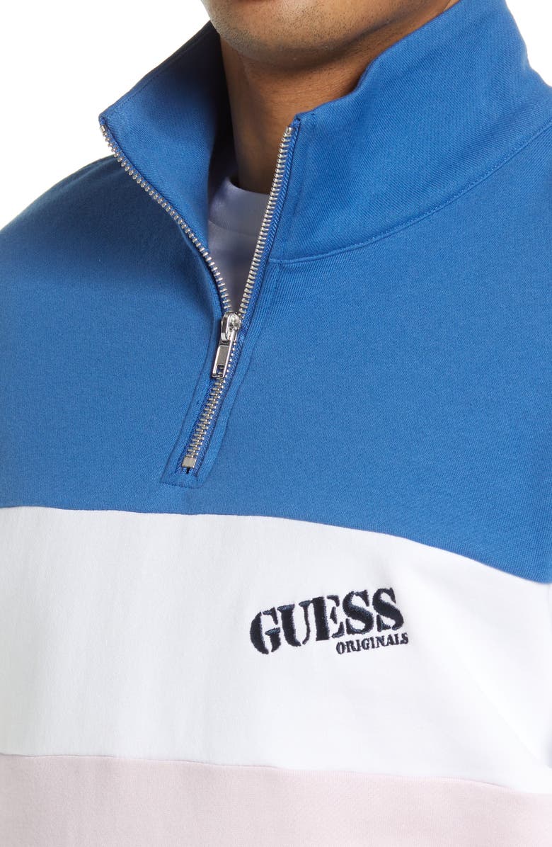 GUESS ORIGINALS Go Reynolds Colorblock Half Zip Cotton Blend Sweatshirt, Alternate, color, 
