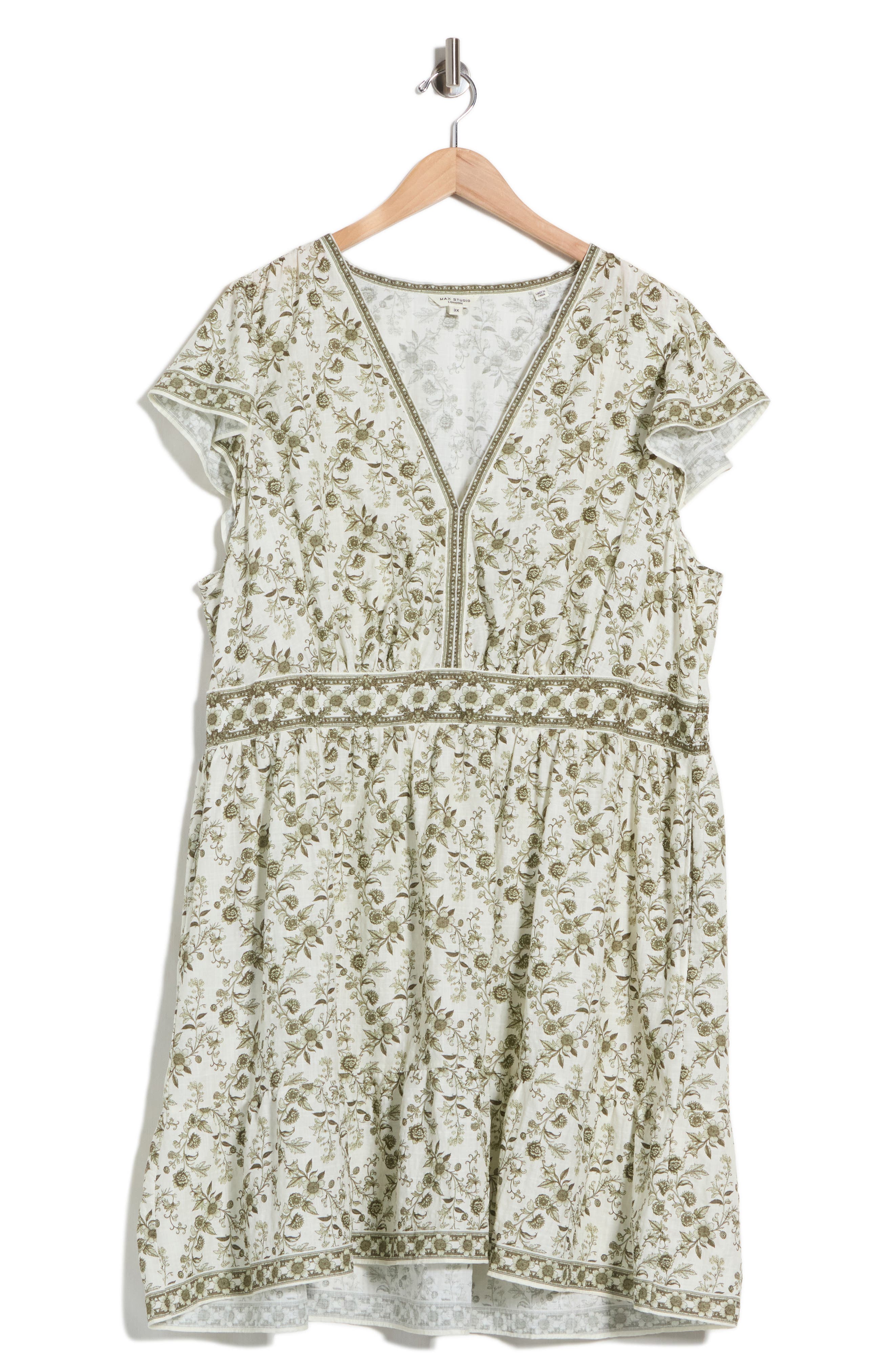CREAM/ GREEN FLORAL