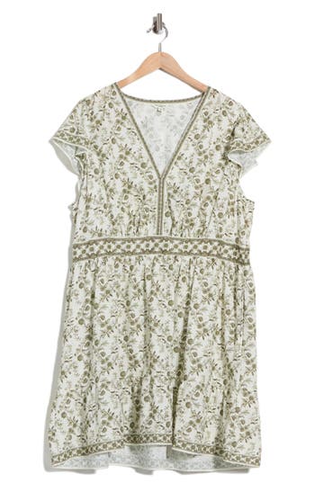 Max Studio Flutter Sleeve Floral Tiered Dress