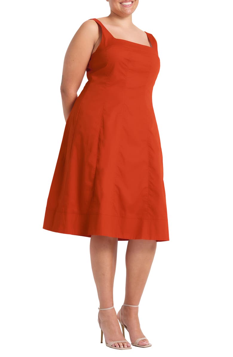 Estelle Rohanna Stretch Cotton Midi Dress, Alternate, color, Burnt Orange