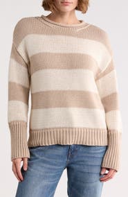 ELIE ELIE TAHARI Stripe Roll Neck Cotton Sweater