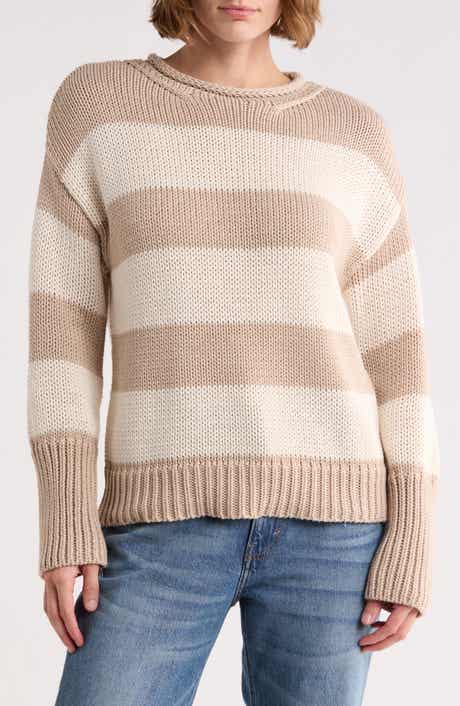 ELIE ELIE TAHARI Stripe Roll Neck Cotton Sweater