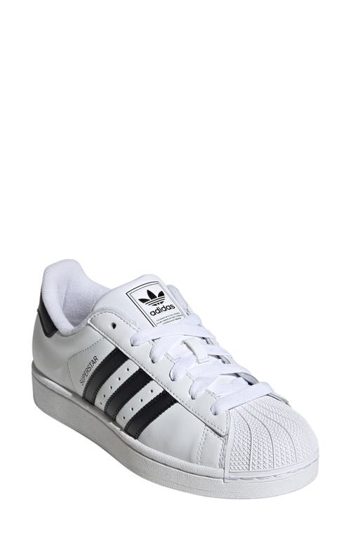 Adidas Originals Superstar Vintage Ostrich-effect Leather Sneakers In White/black/white