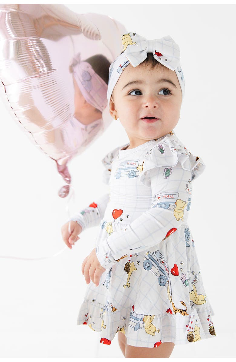Charlie Lou Baby<sup>®</sup> Toddler Girl's Valentine's Day Winnie the Pooh Hundred Acre Love Letters Twirl Ruffle Dress with Bodysuit, Alternate, color, White