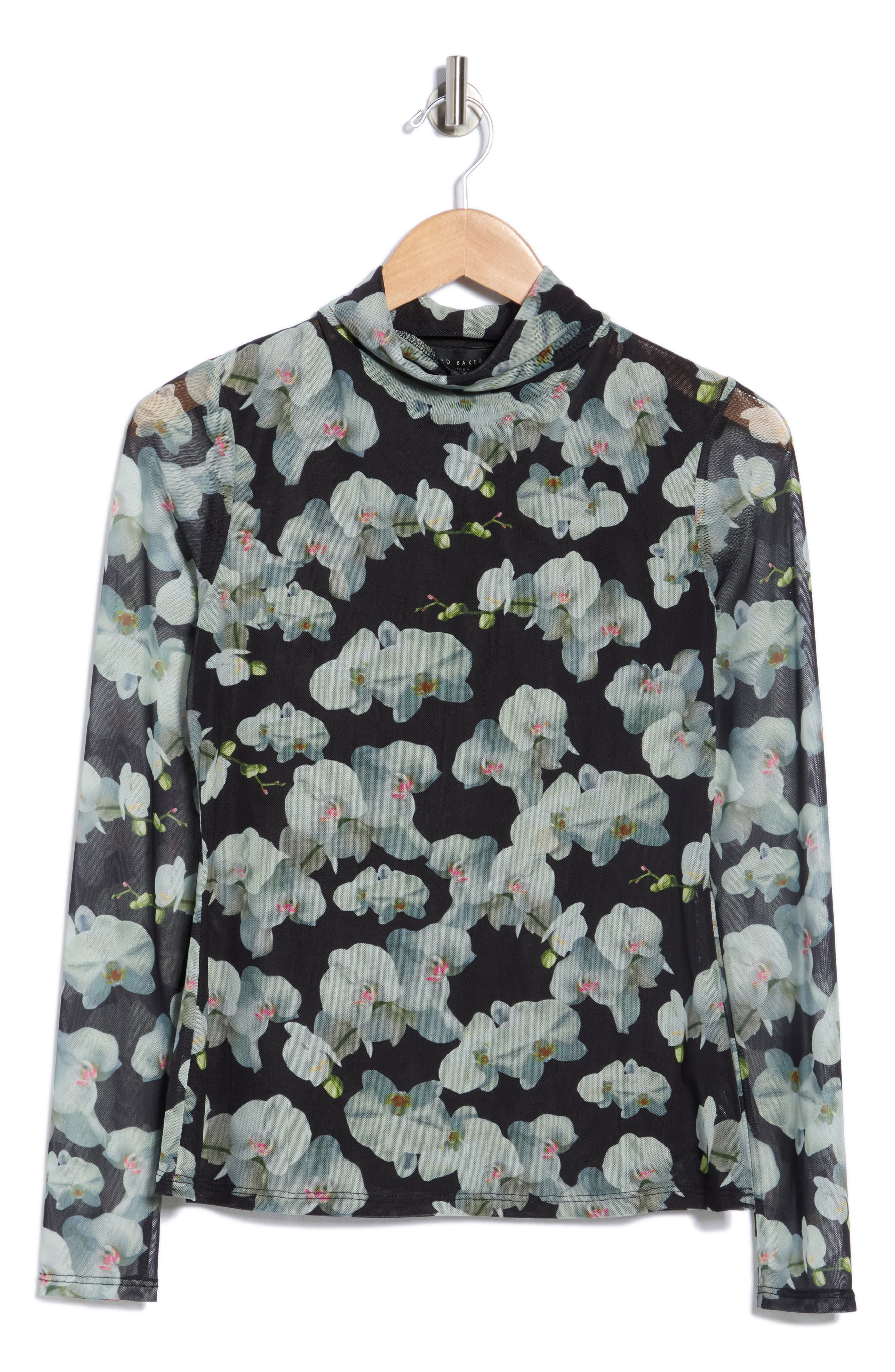 Ted Baker Mock Neck Long Sleeve Mesh Top