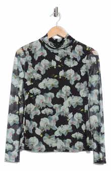 Ted Baker Mock Neck Long Sleeve Mesh Top