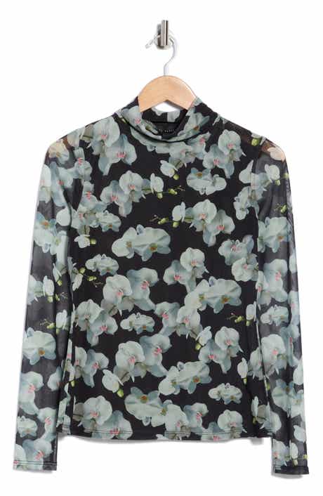 Ted Baker Mock Neck Long Sleeve Mesh Top