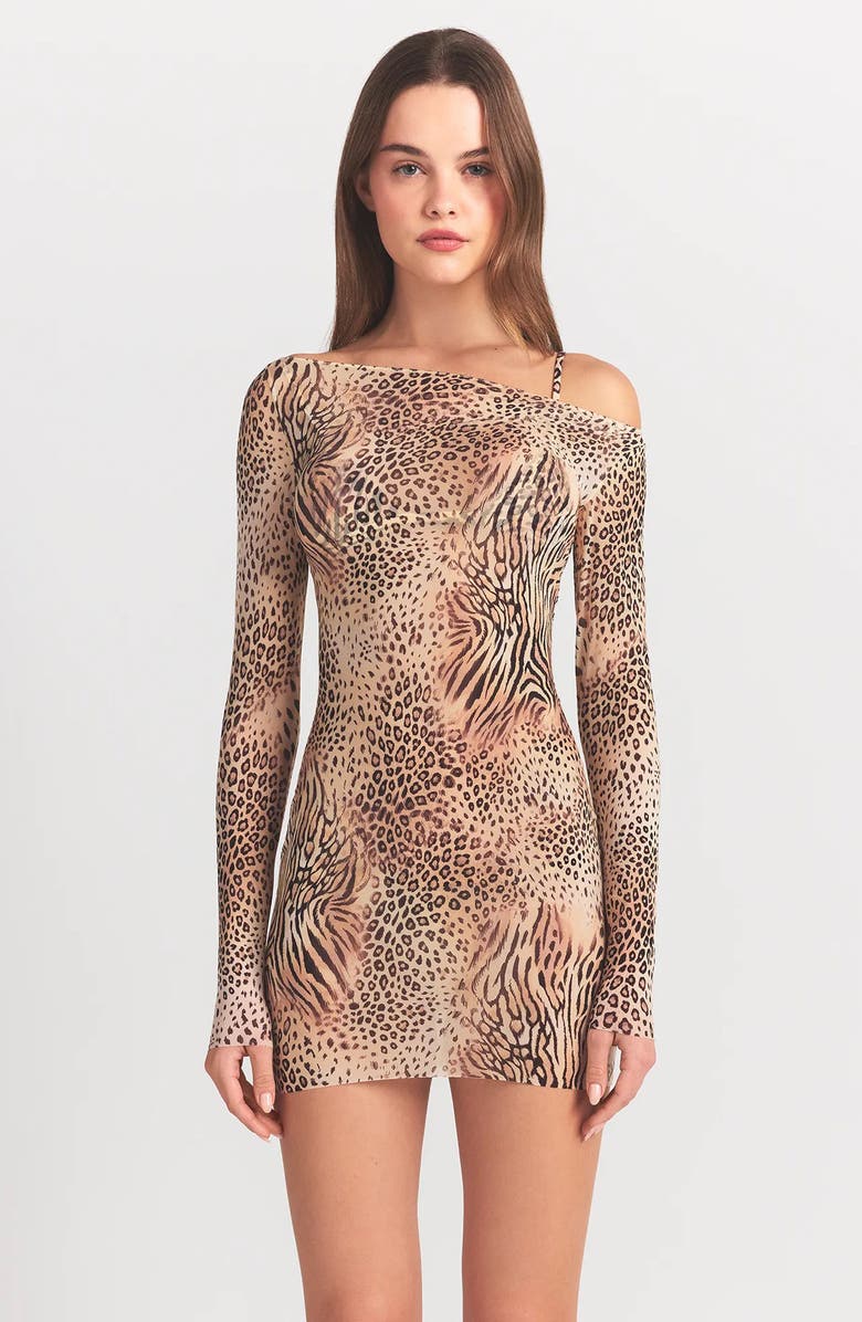 SKIMS Boat Neck Mini Nightgown, Alternate, color, Sand Multi Animal