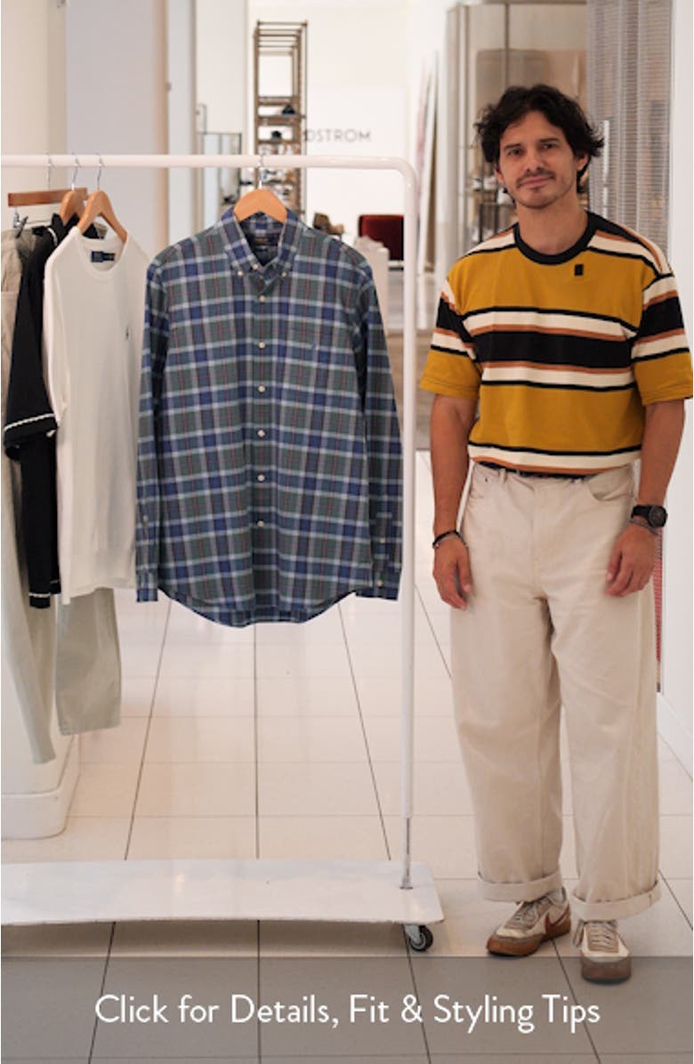 Classic Fit Plaid Cotton Oxford Button-Up Shirt, sales video thumbnail