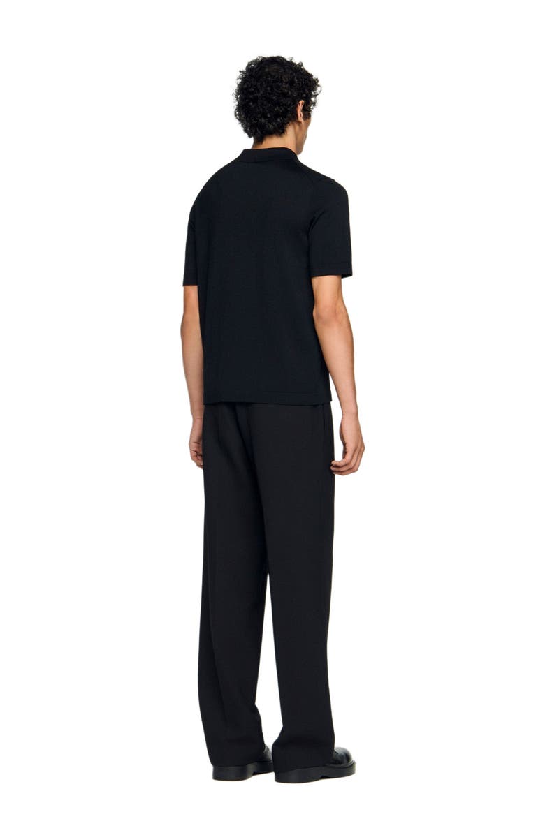 SANDRO Knitted polo with zip collar, Alternate, color, Black