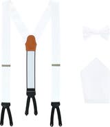 Trafalgar Sutton Solid Color Silk Brace Bow Tie & Pocket Square Combo