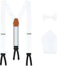 Trafalgar Sutton Solid Color Silk Brace Bow Tie & Pocket Square Combo