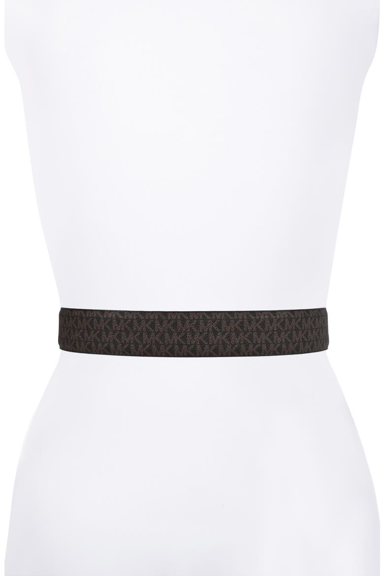 Monogram Reversible Leather Belt, Alternate, color, BROWN