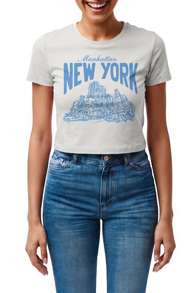 Monster Digital Manhattan New York Crop Graphic T-Shirt, Main, color, Cloud Dancer