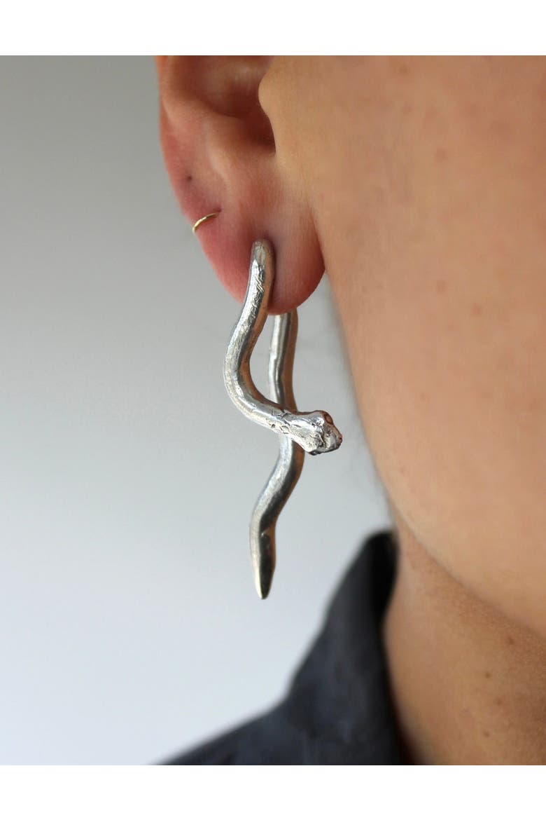Silver Serpent Earrings, Alternate, color, Sterling Silver
