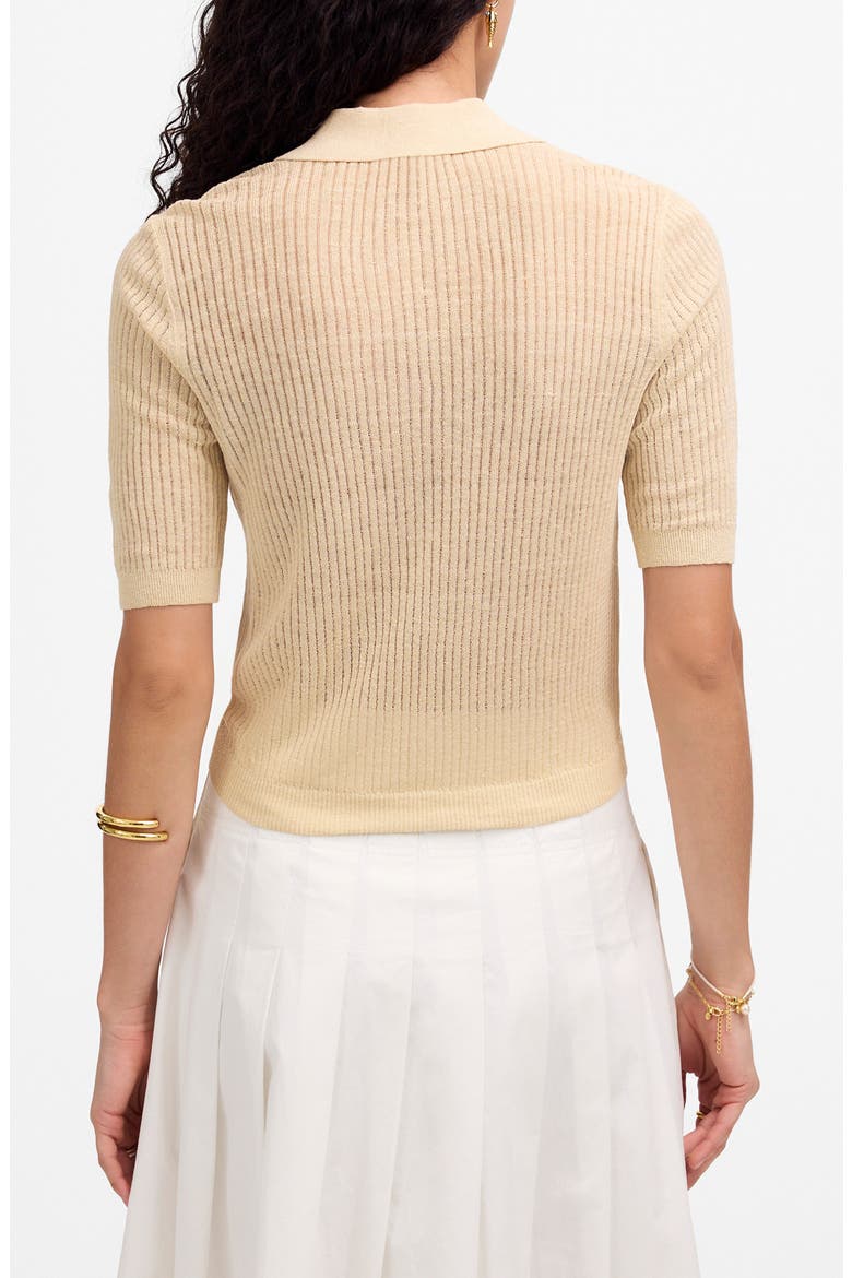 Short Sleeve Polo Sweater, Alternate, color, BEACH SAND