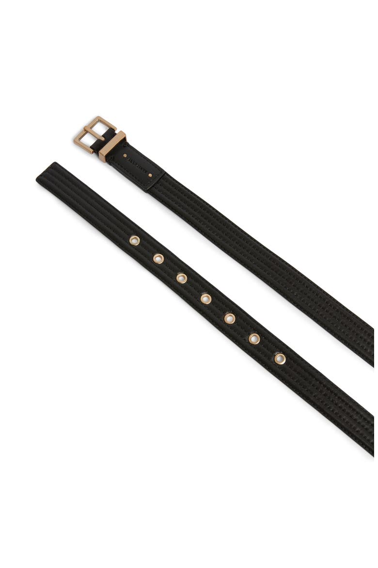 Quilted Leather Belt, Alternate, color, BLACK