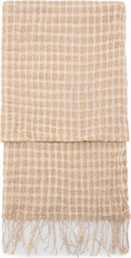 MANGO Fringe Trim Cotton Gauze Scarf