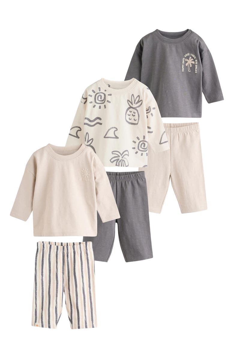 NEXT 6-Pack Assorted Long Sleeve T-Shirts & Pants Set, Main, color, Black