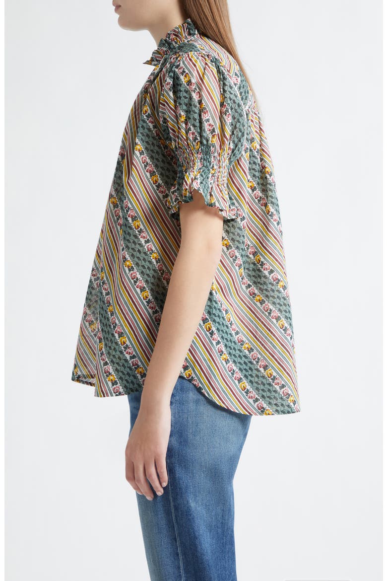Marnie Floral Ruffle Top, Alternate, color, ROSE STRIPE