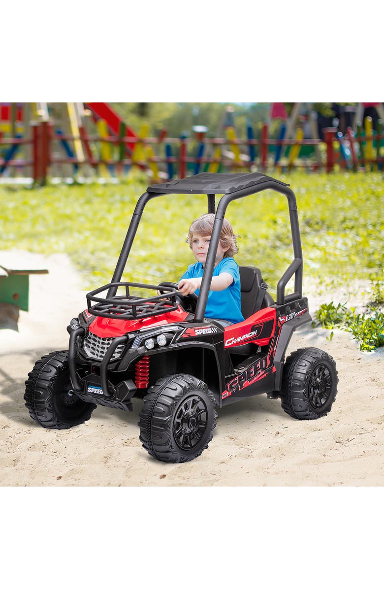 Aosom 12V Kids UTV with Remote Control, Suspension System, Alternate, color, Red