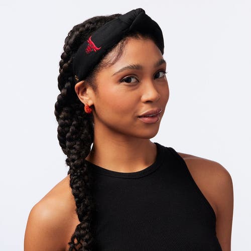 Lele Sadoughi Nba Chicago Bulls Embroidered Headband In Black