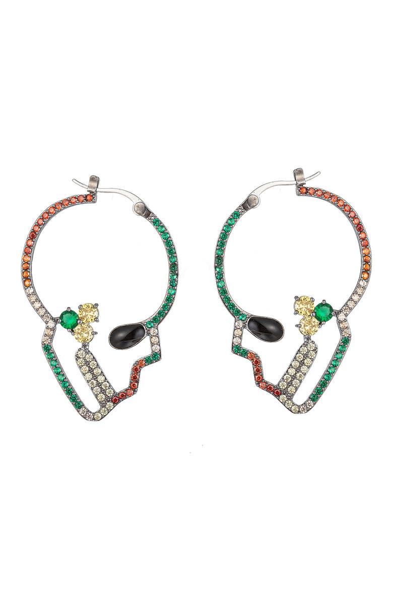 Skull Head CZ Earrings, Main, color, MULTICOLOR