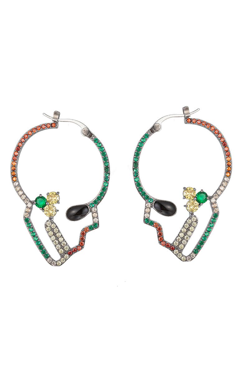 EYE CANDY LOS ANGELES Skull Head CZ Earrings, Main, color, Multicolor