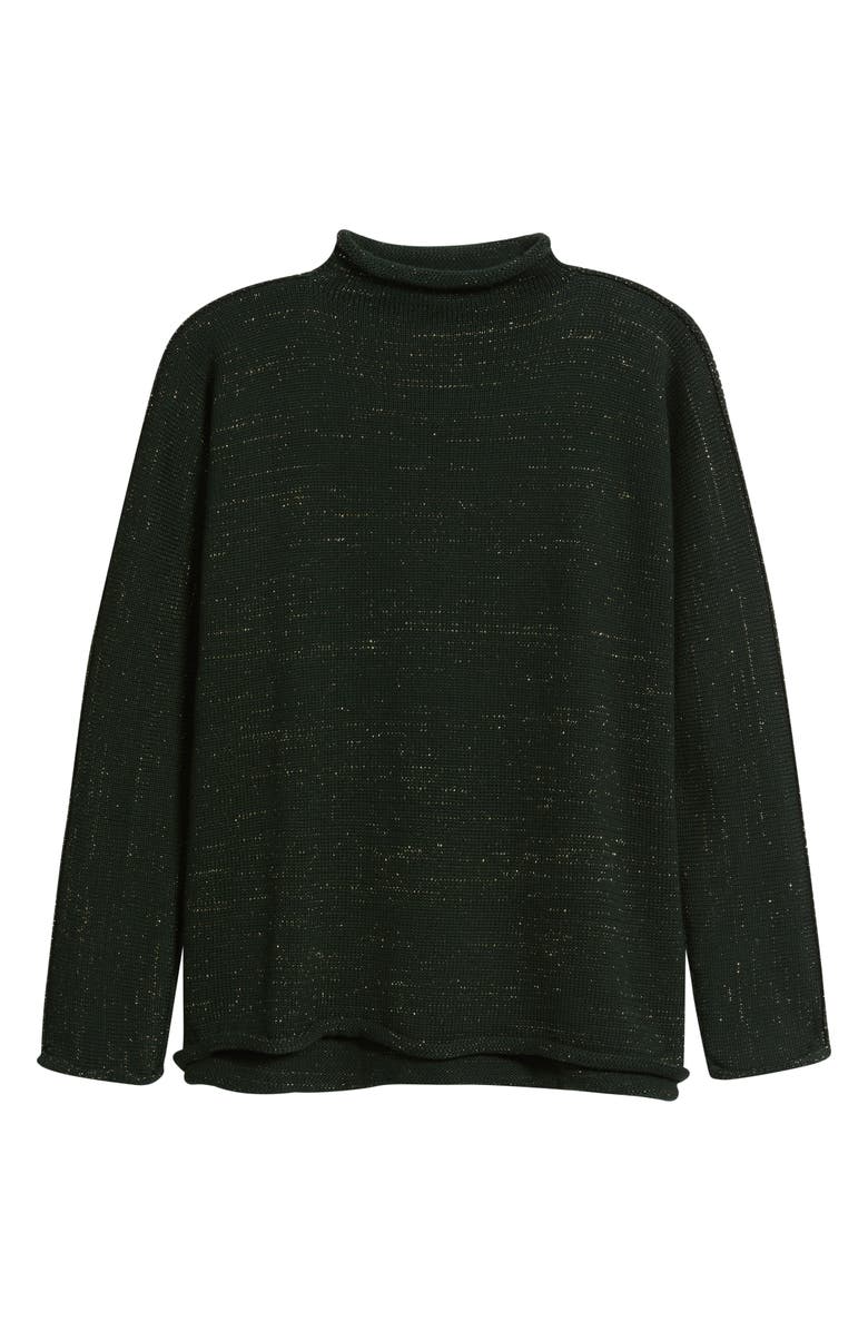 Frank & Eileen Monterey Stripe Cotton Funnel Neck Sweater, Alternate, color, Green Gold Glitter