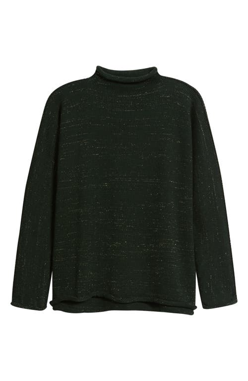 Frank & Eileen Monterey Stripe Cotton Funnel Neck Sweater In Green