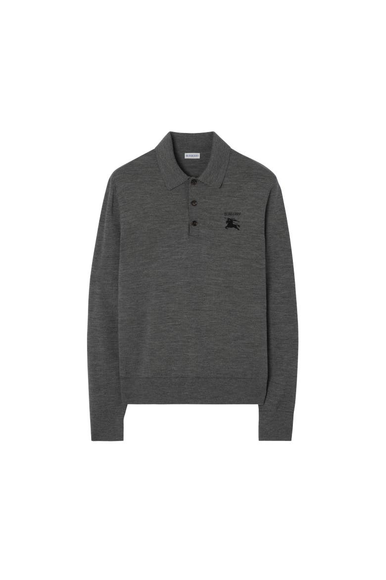Long-sleeve Knight Wool Polo Shirt, Alternate, color, Grey