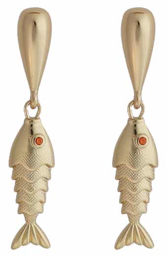 Linear Fish Drop Earrings