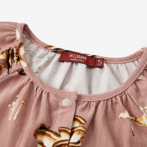Milkbarn Organic Corduroy Ruffle Snap Jumper In Brown