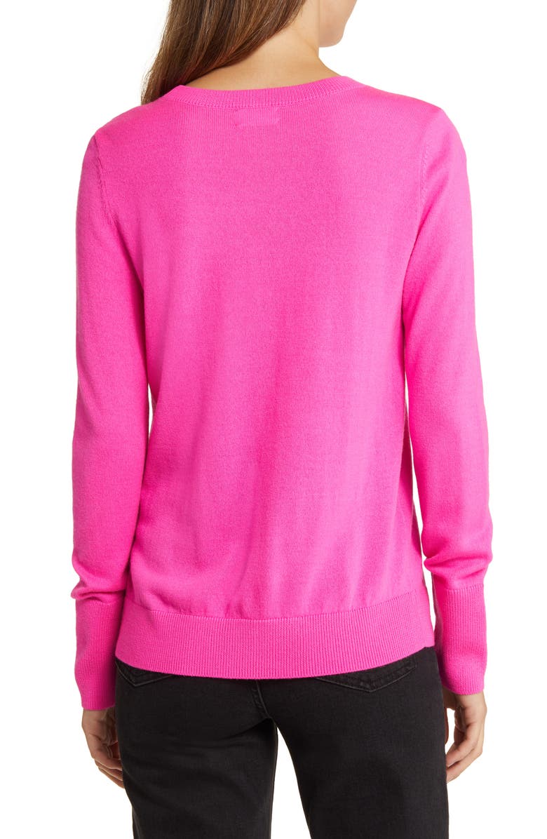 Caslon<sup>®</sup> Merino Wool Blend Crewneck Sweater, Alternate, color, Pink Neon