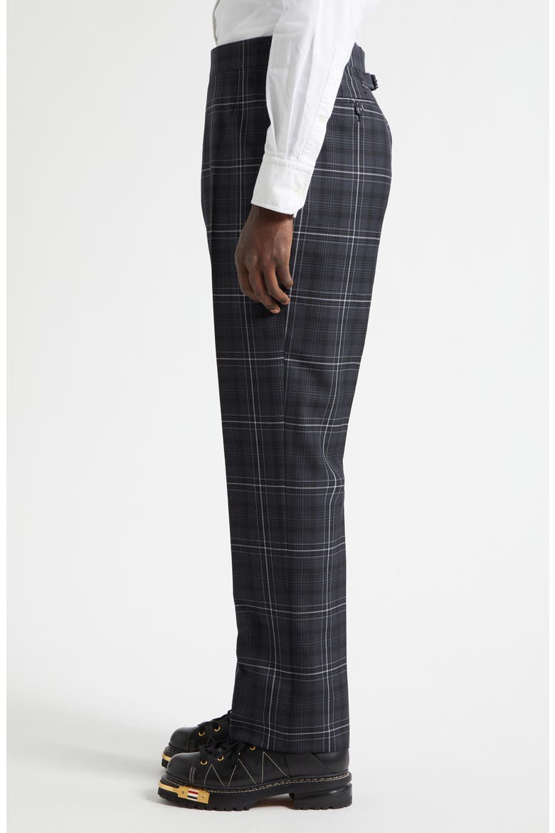 Plaid Wool Backstrap Pants, Alternate, color, BLACK
