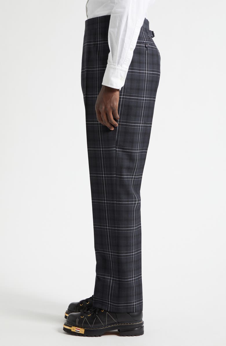 Thom Browne Plaid Wool Backstrap Pants, Alternate, color, Black