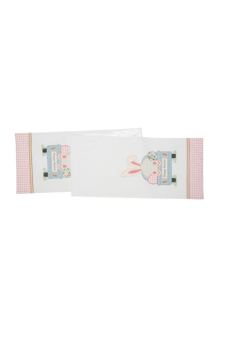 C&F Home "Happy Easter" Pickup Truck Bunny Rabbit Table Runner 13" x 72", Main, color, White