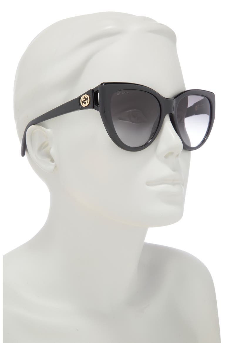 56mm Cat Eye Sunglasses, Alternate, color, BLACK BLACK GREY
