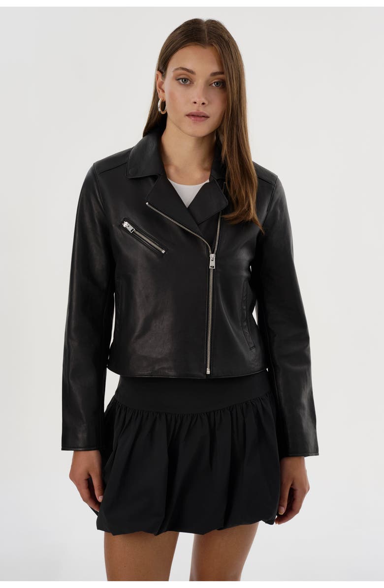 LAMARQUE VALERIA | Leather Biker Jacket, Alternate, color, Black